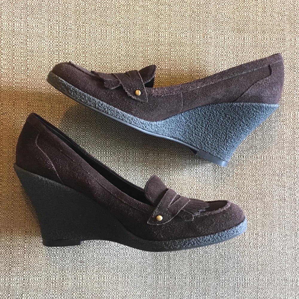 Enzo Angiolini Brown Suede Wedge Heel